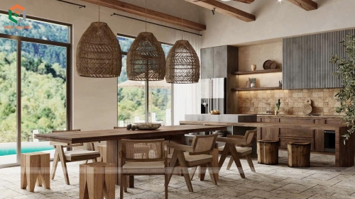 Thiết kế nội thất biệt thự đơn lập tại dự án Flamingo Đại Lải Resort theo phong cách nội thất Wabi - Sabi